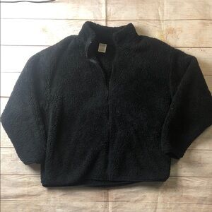 PINK Victoria's Secret Black Sherpa Fleece Jacket‎